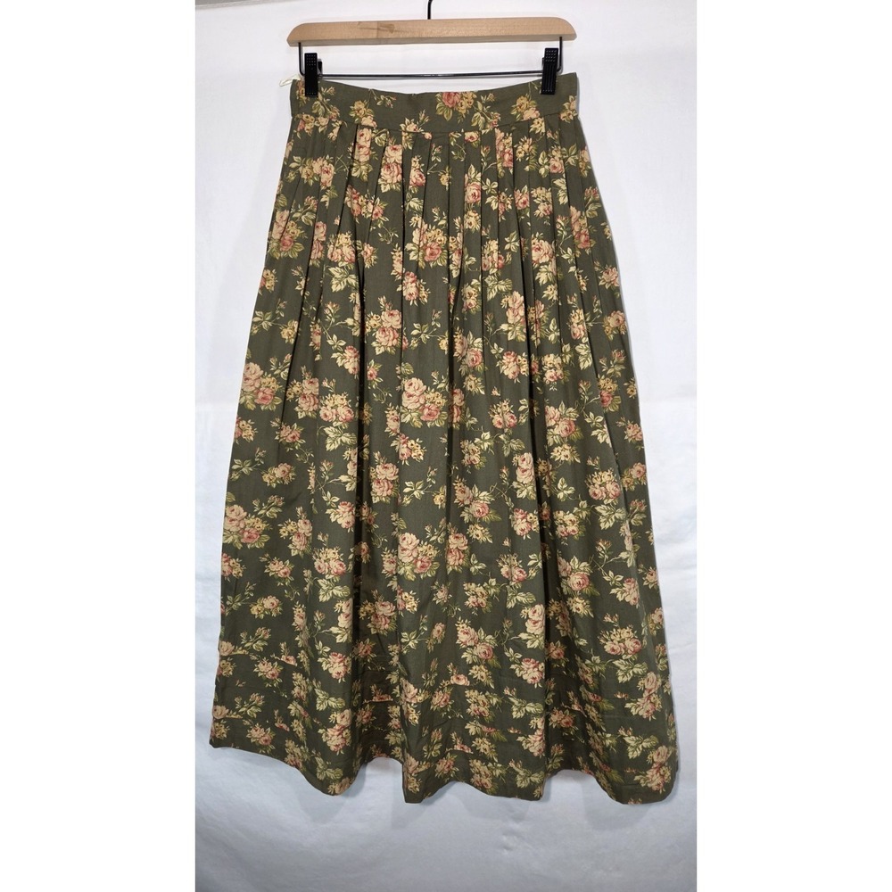 Ralph Lauren Country Floral Midi Skirt Sz 10 Cottage Rose Challis Cotton Romance - Picture 6 of 9